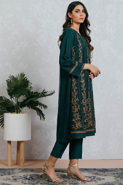 Stitched 1 Piece Net Embroidered Angrakah Shirt