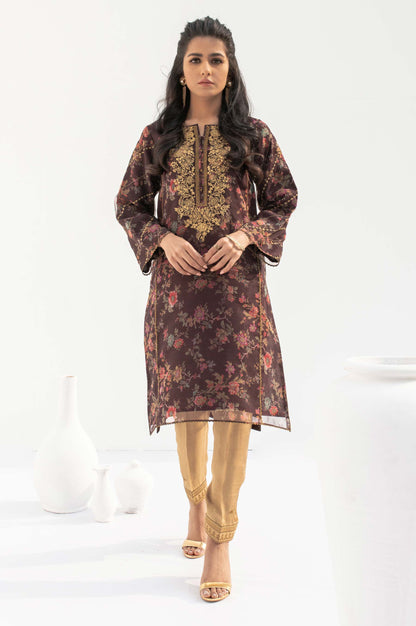 Stitched 1 Piece Embroidered and Printed Organza Shirt