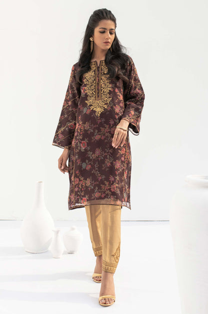 Stitched 1 Piece Embroidered and Printed Organza Shirt