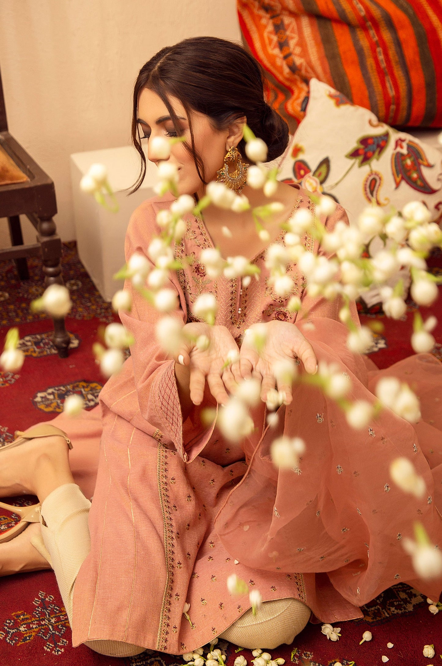 Stitched 2 Piece Zari Khadi Net Embroidered Suit