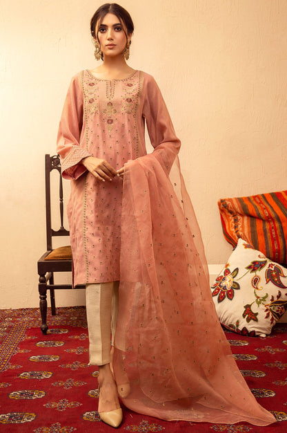 Stitched 2 Piece Zari Khadi Net Embroidered Suit