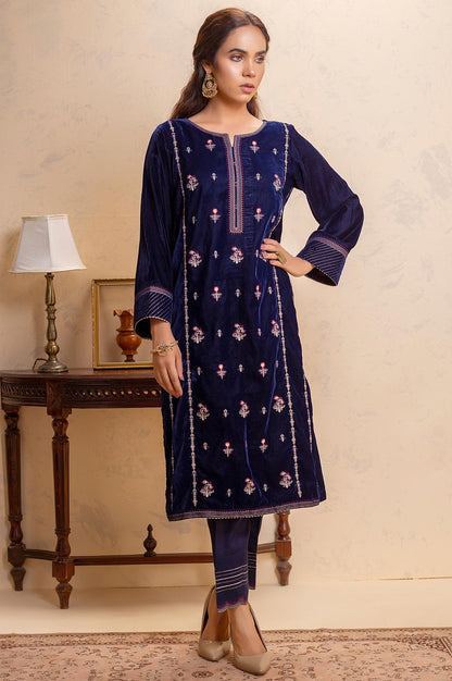 Stitched 2 Piece Velvet Embroidered Suit