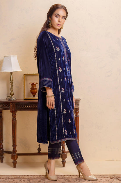 Stitched 2 Piece Velvet Embroidered Suit