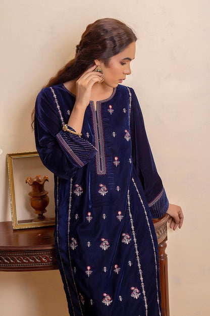 Stitched 2 Piece Velvet Embroidered Suit