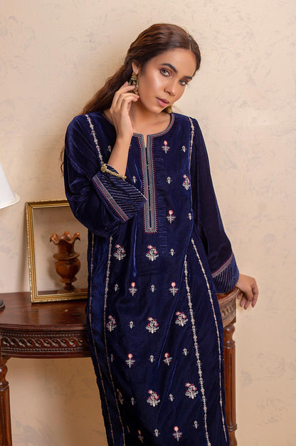 Stitched 2 Piece Velvet Embroidered Suit