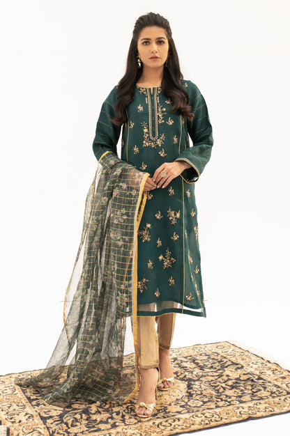 Stitched 2 Pieces Embroidered Organza Outfit