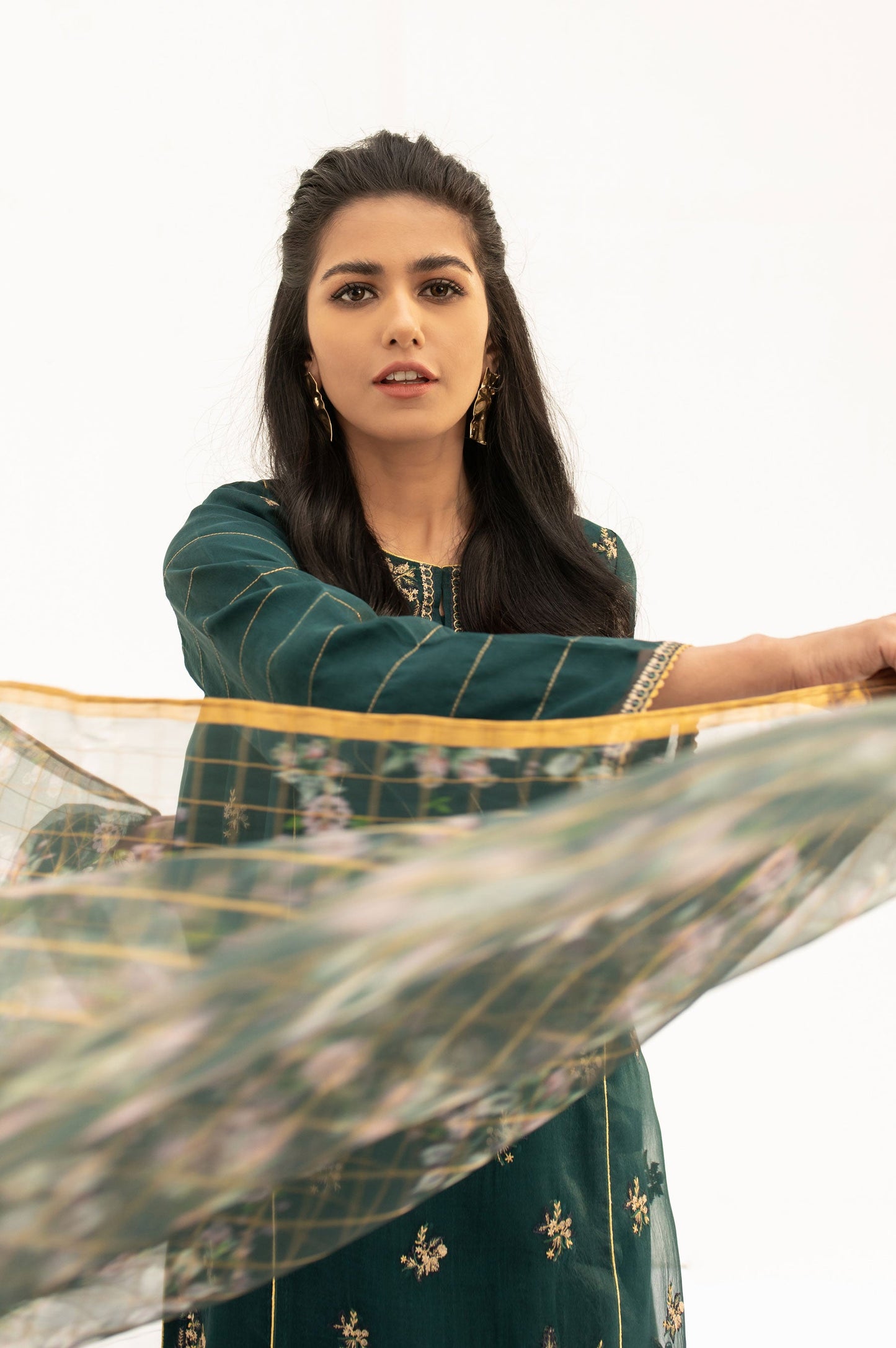 Stitched 2 Pieces Embroidered Organza Outfit