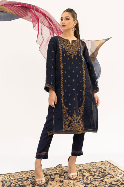 Stitched 2 Piece Embroidered Organza Suit