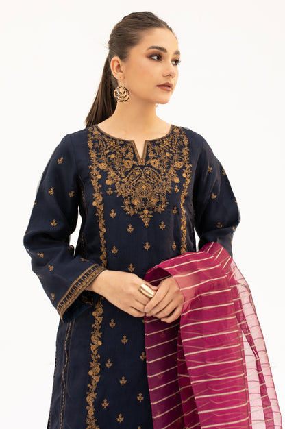 Stitched 2 Piece Embroidered Organza Suit