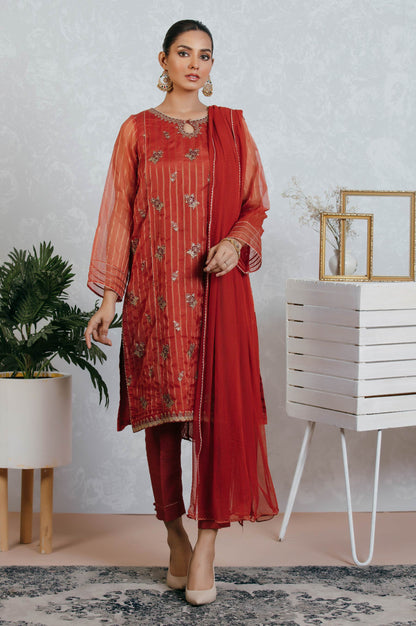 Stitched 3 Piece Organza Outfit