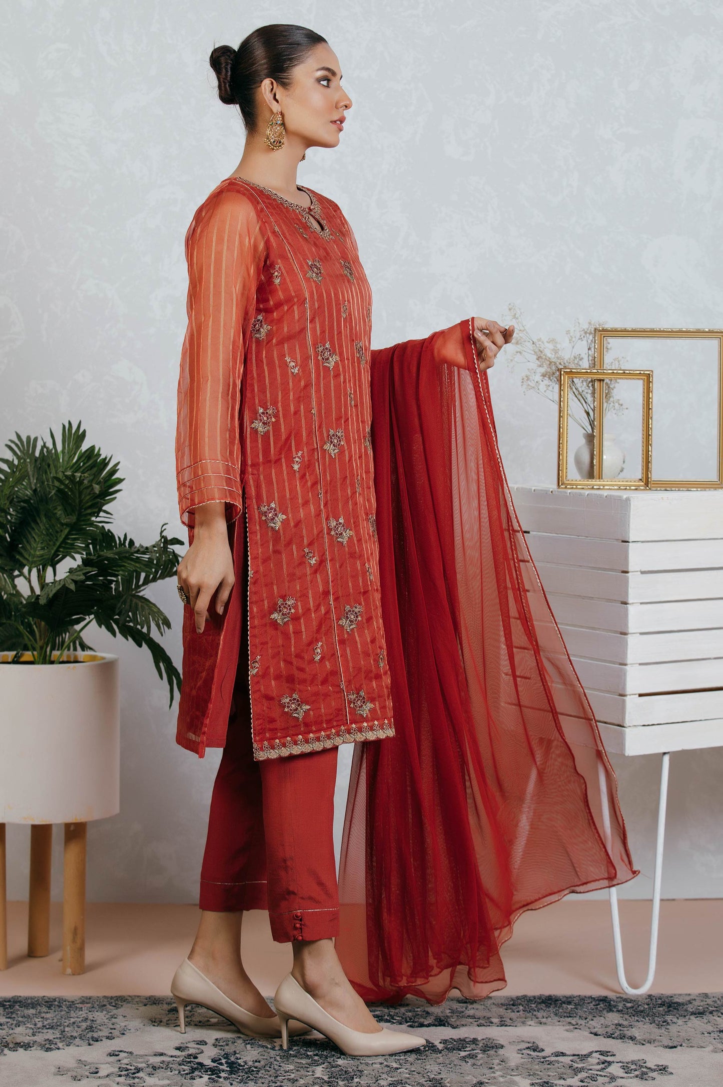 Stitched 3 Piece Organza Outfit