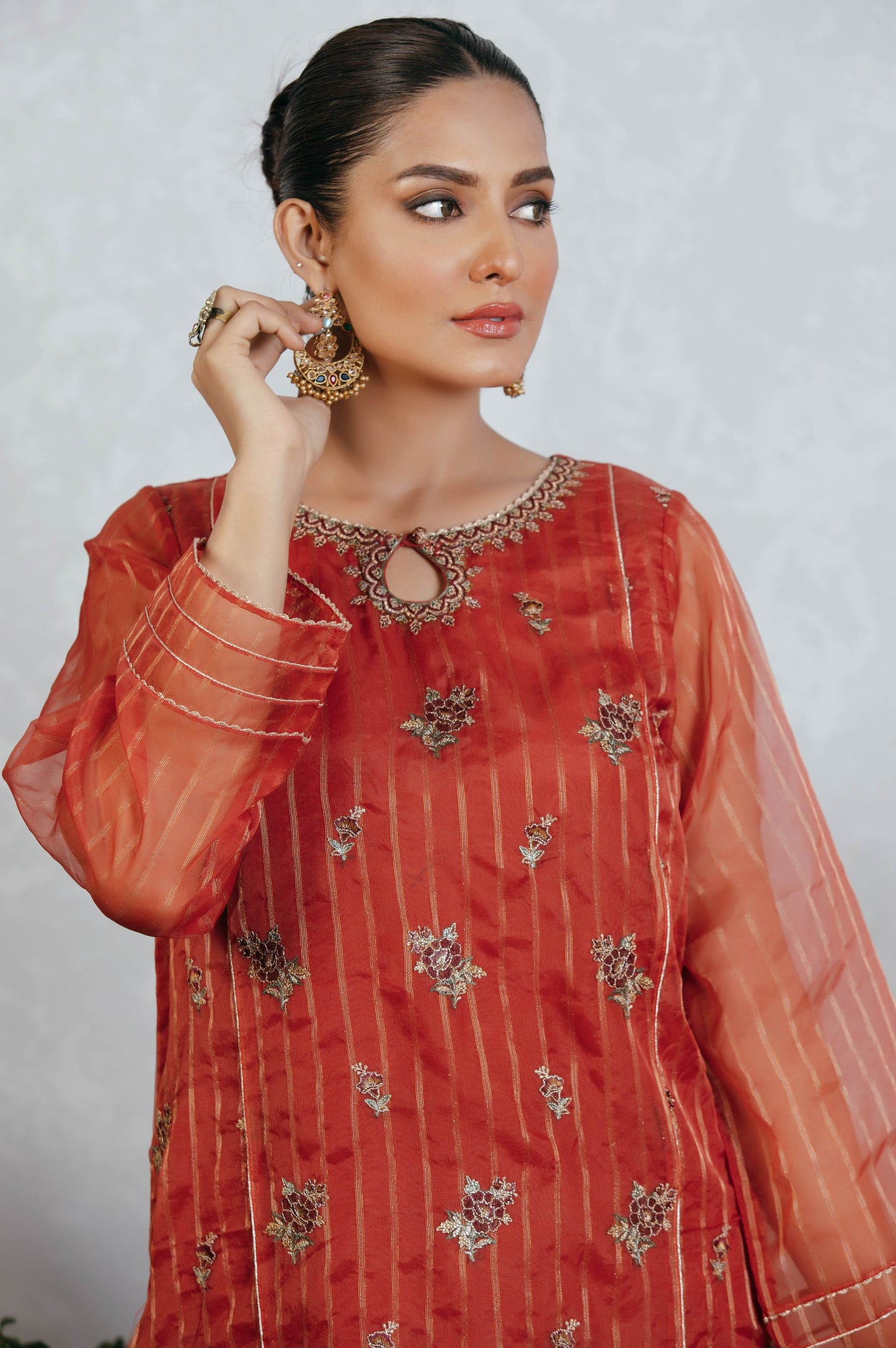 Stitched 3 Piece Organza Outfit