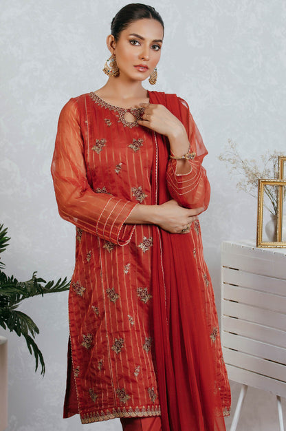 Stitched 3 Piece Organza Outfit