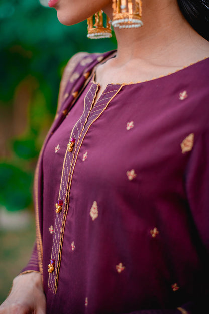 Stitched 3 Piece Cotton Silk Embroidered Suit