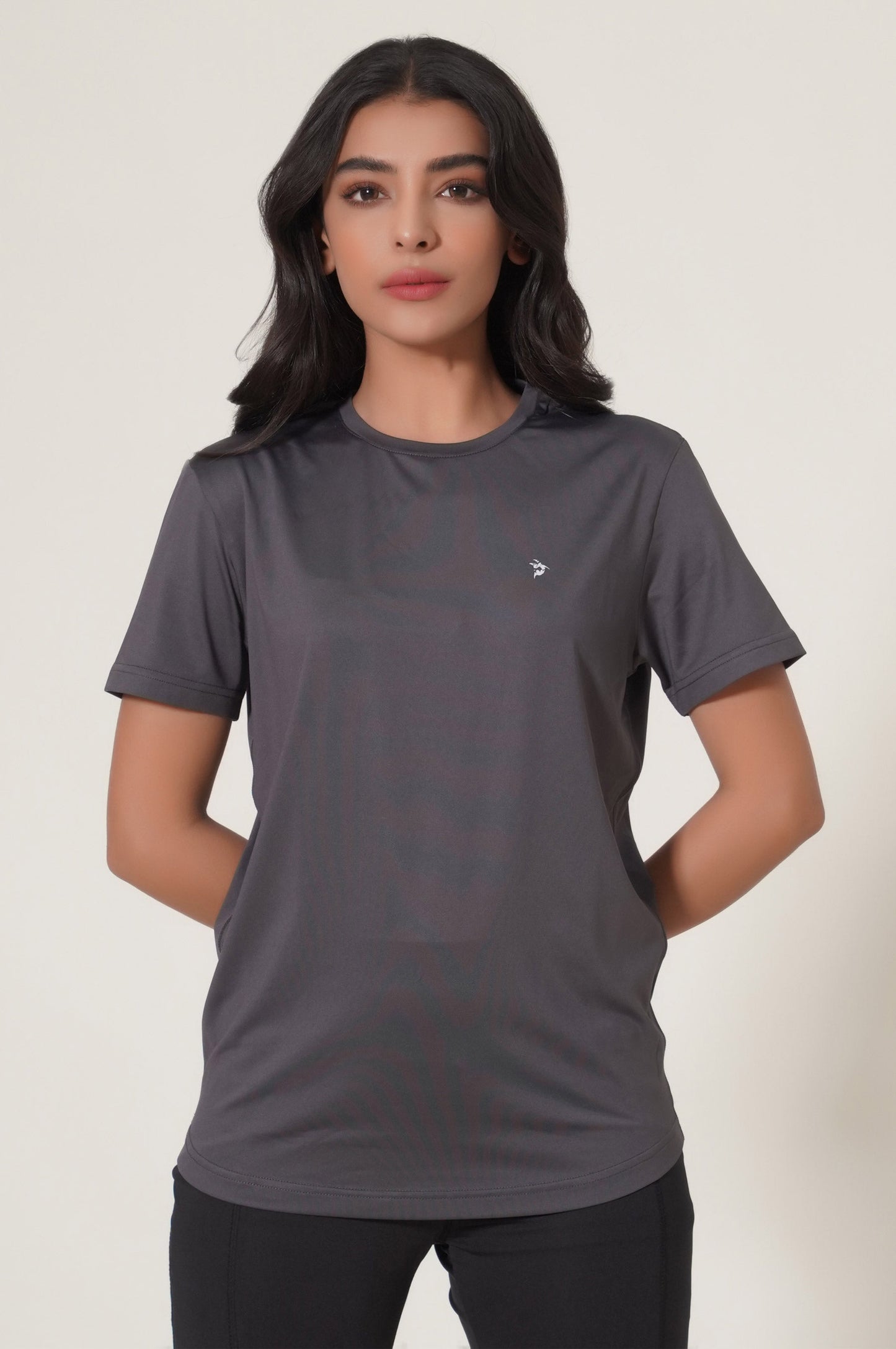 Crew Neck Half Sleeves Tee - Grey