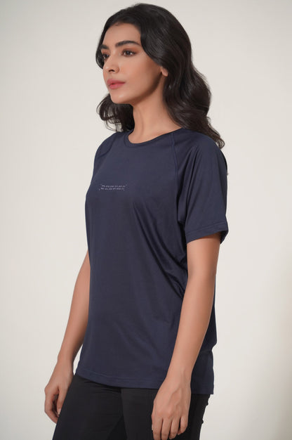 Crew Neck Half Sleeves Tee - Navy