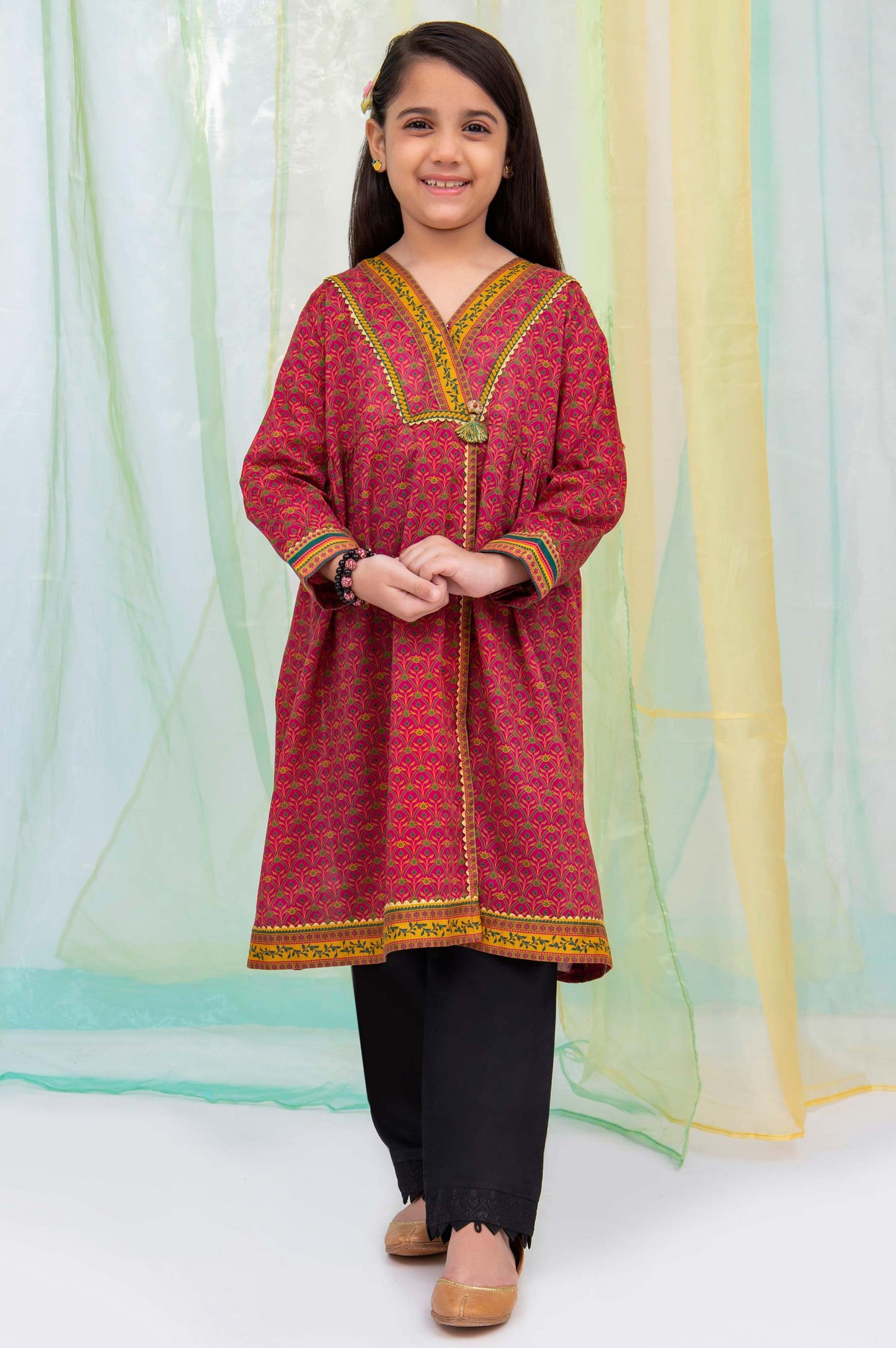 Stitched 1 Piece Embellished Shirt - Cambric