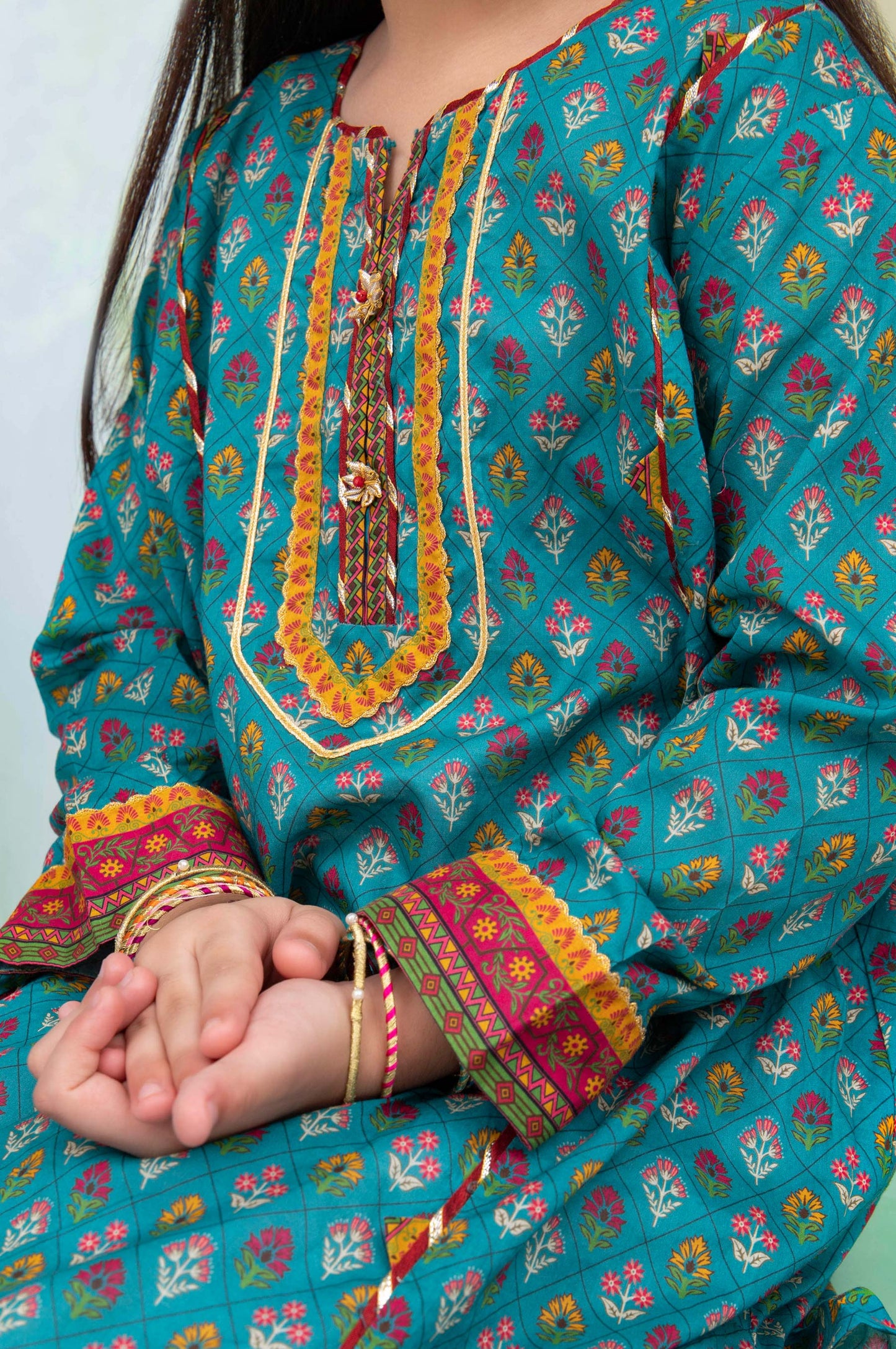 Stitched 1 Piece Embellished Shirt - Cambric