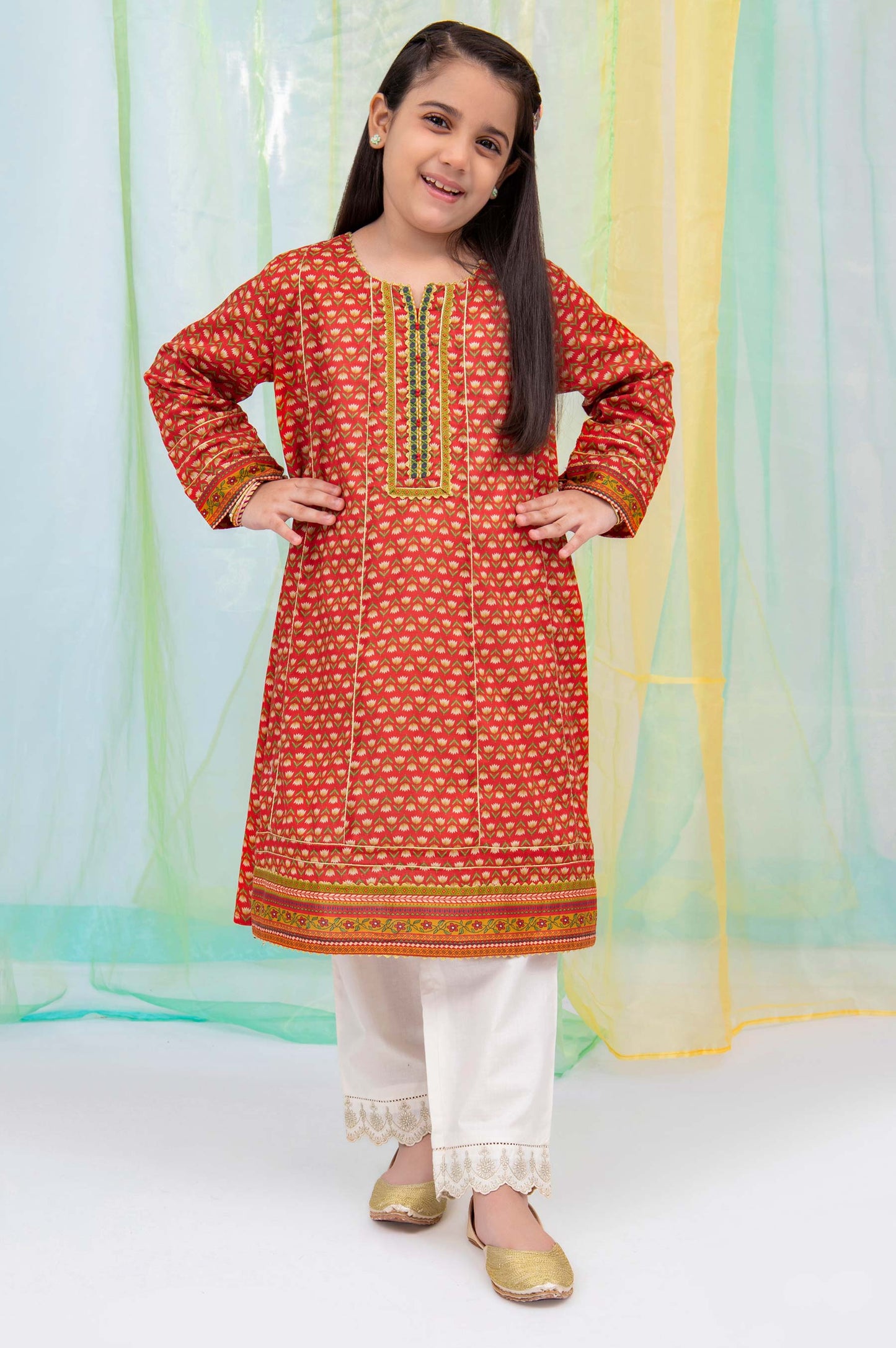 Stitched 1 Piece Embellished Shirt - Cambric