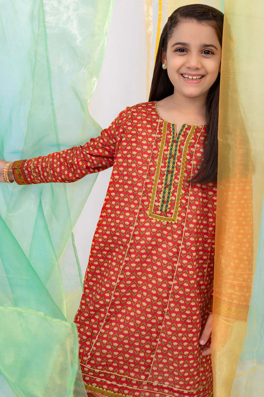 Stitched 1 Piece Embellished Shirt - Cambric