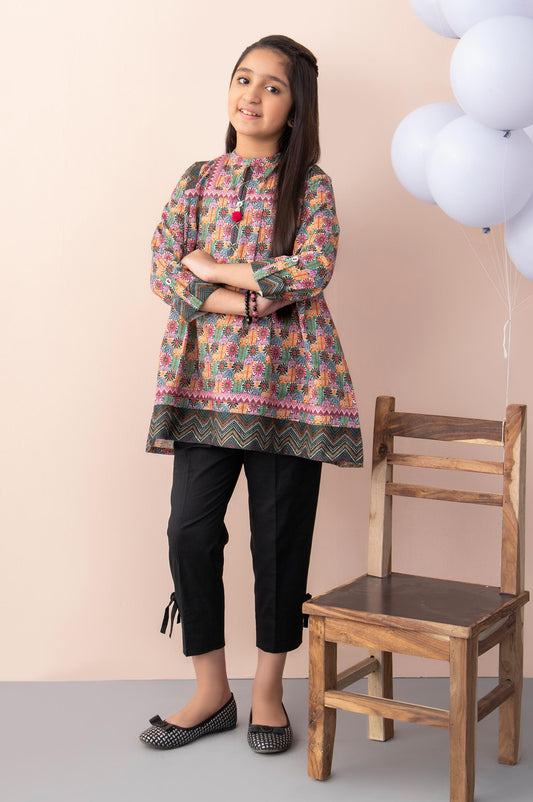 Stitched 1 Piece Printed Cambric Junior Shirt