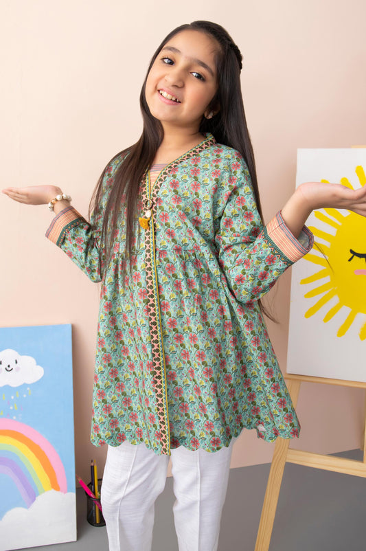 Stitched 1 Piece Printed Cambric Junior Shirt