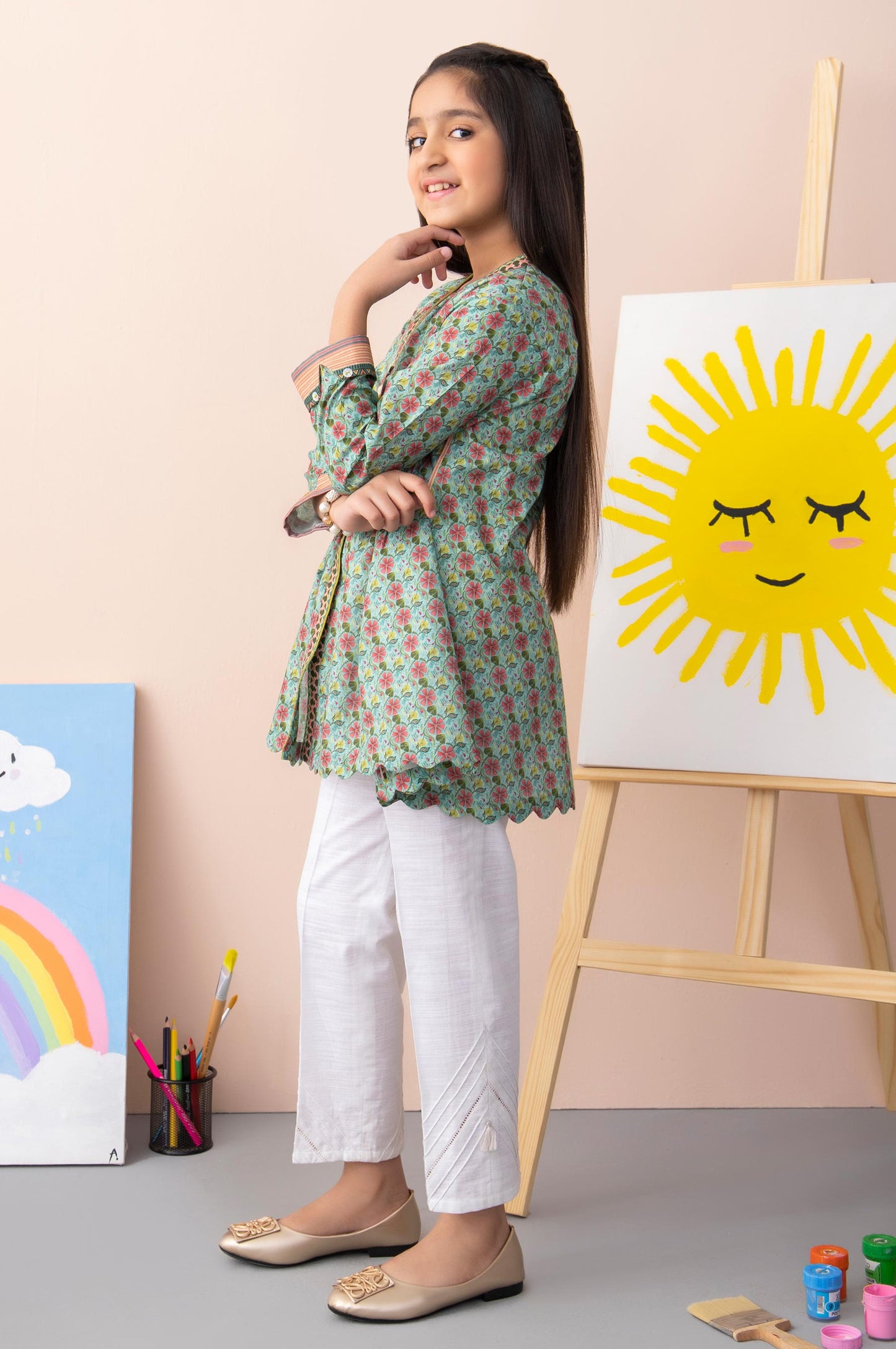 Stitched 1 Piece Printed Cambric Junior Shirt