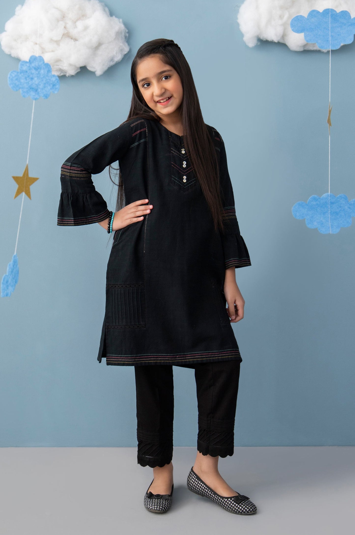 Stitched 1 Piece Embellished Khaddar Junior Shirt