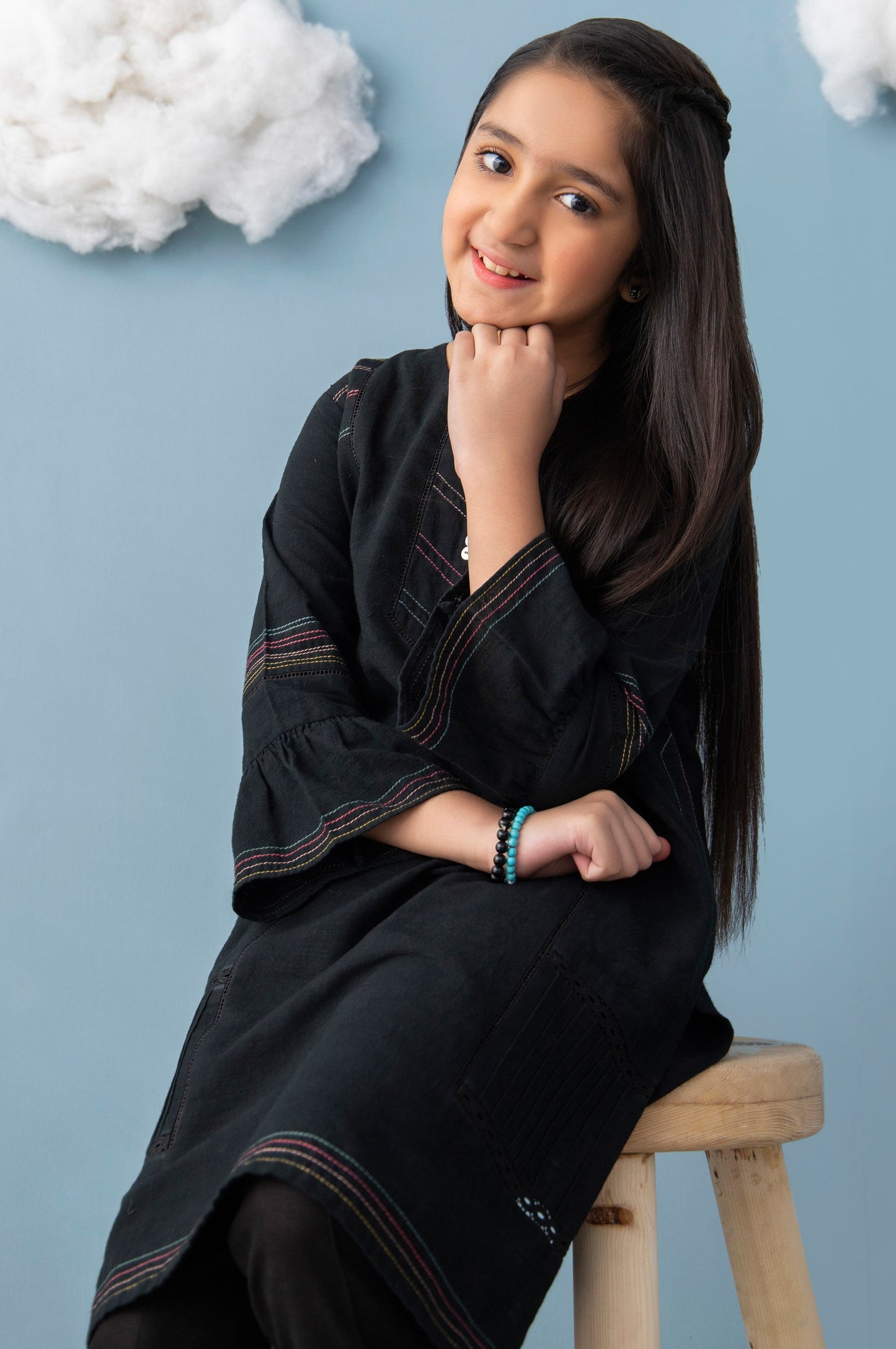 Stitched 1 Piece Embellished Khaddar Junior Shirt