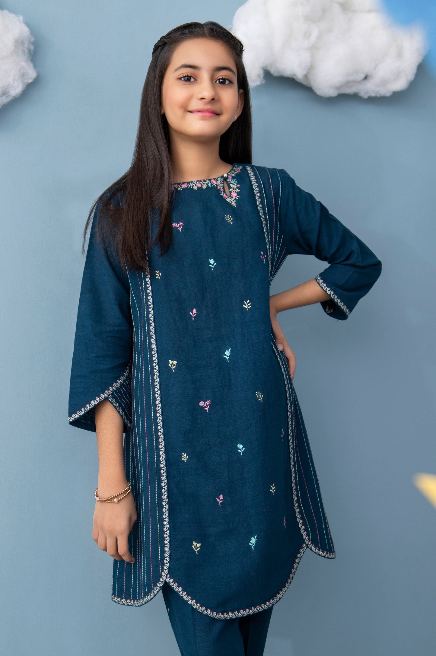 Stitched 1 Piece Embroidered Khaddar Junior Shirt