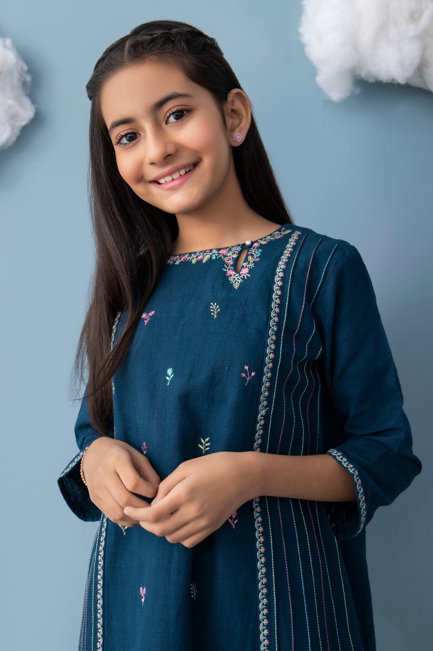Stitched 1 Piece Embroidered Khaddar Junior Shirt