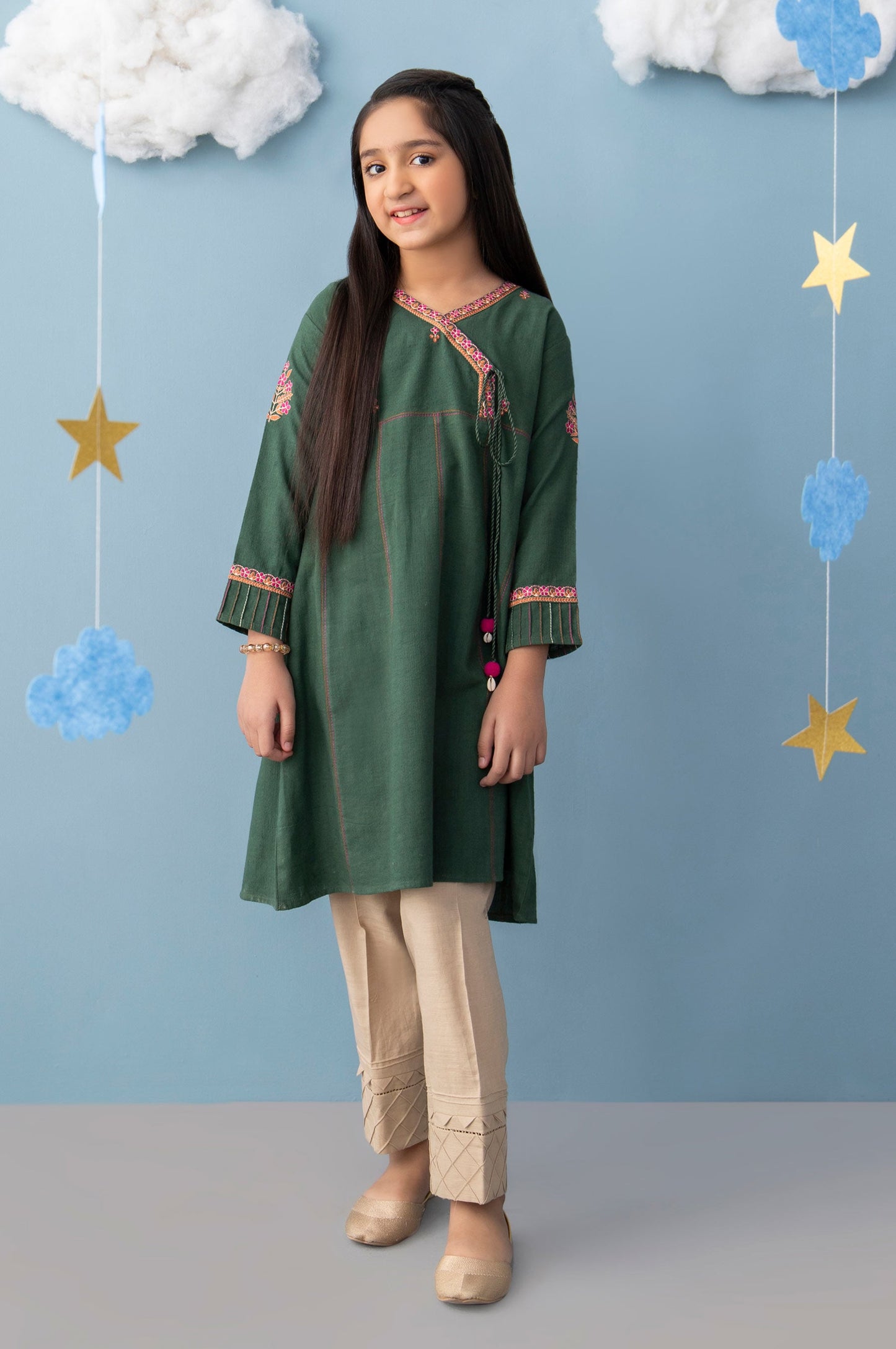 Stitched 1 Piece Embroidered Khaddar Junior Shirt