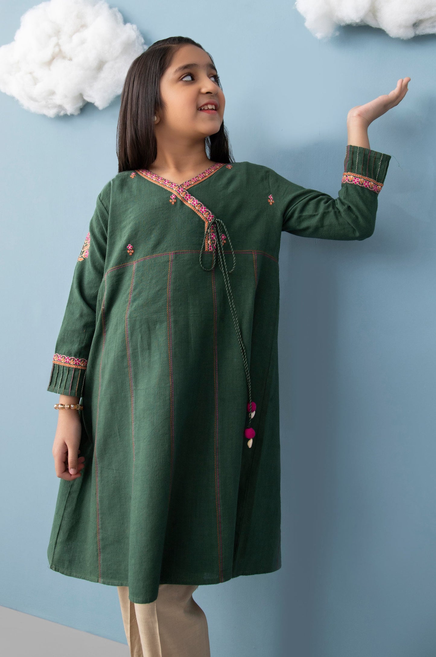 Stitched 1 Piece Embroidered Khaddar Junior Shirt