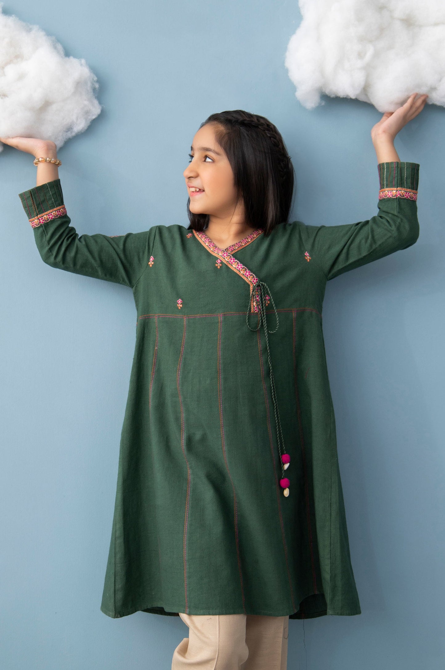 Stitched 1 Piece Embroidered Khaddar Junior Shirt