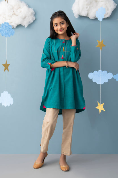 Stitched 1 Piece Embellished Khaddar Junior Shirt