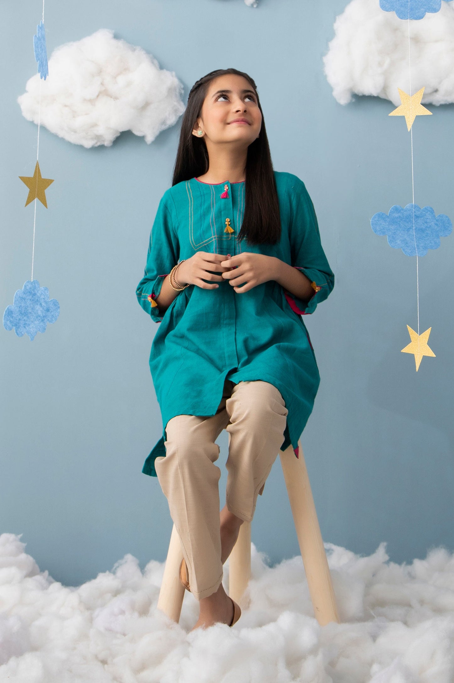 Stitched 1 Piece Embellished Khaddar Junior Shirt