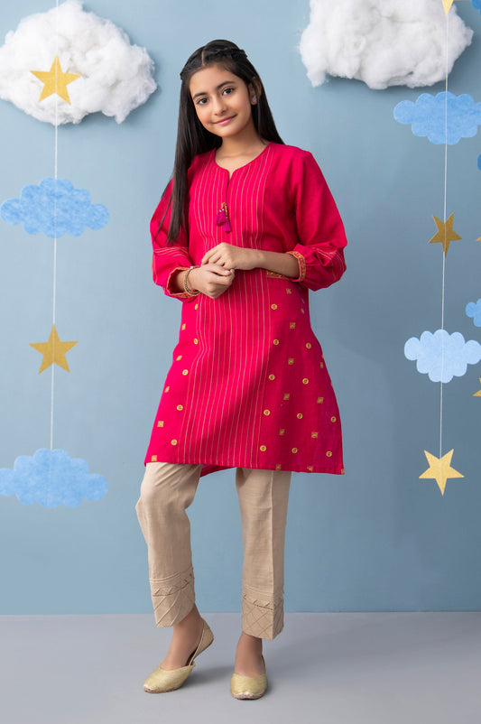 Stitched 1 Piece Embroidered Khaddar Junior Shirt