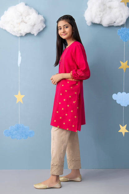 Stitched 1 Piece Embroidered Khaddar Junior Shirt