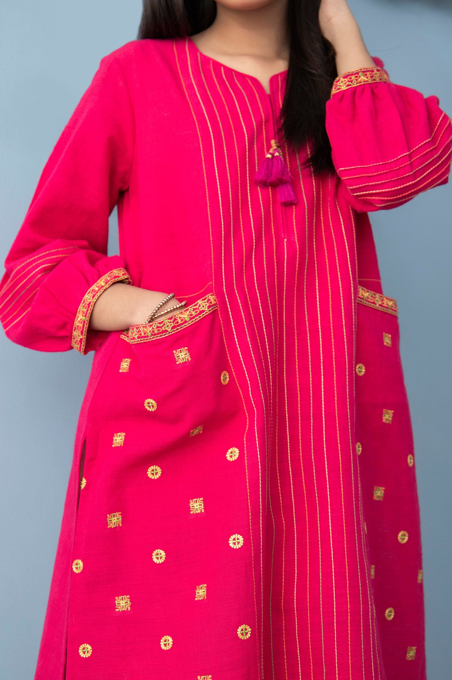 Stitched 1 Piece Embroidered Khaddar Junior Shirt