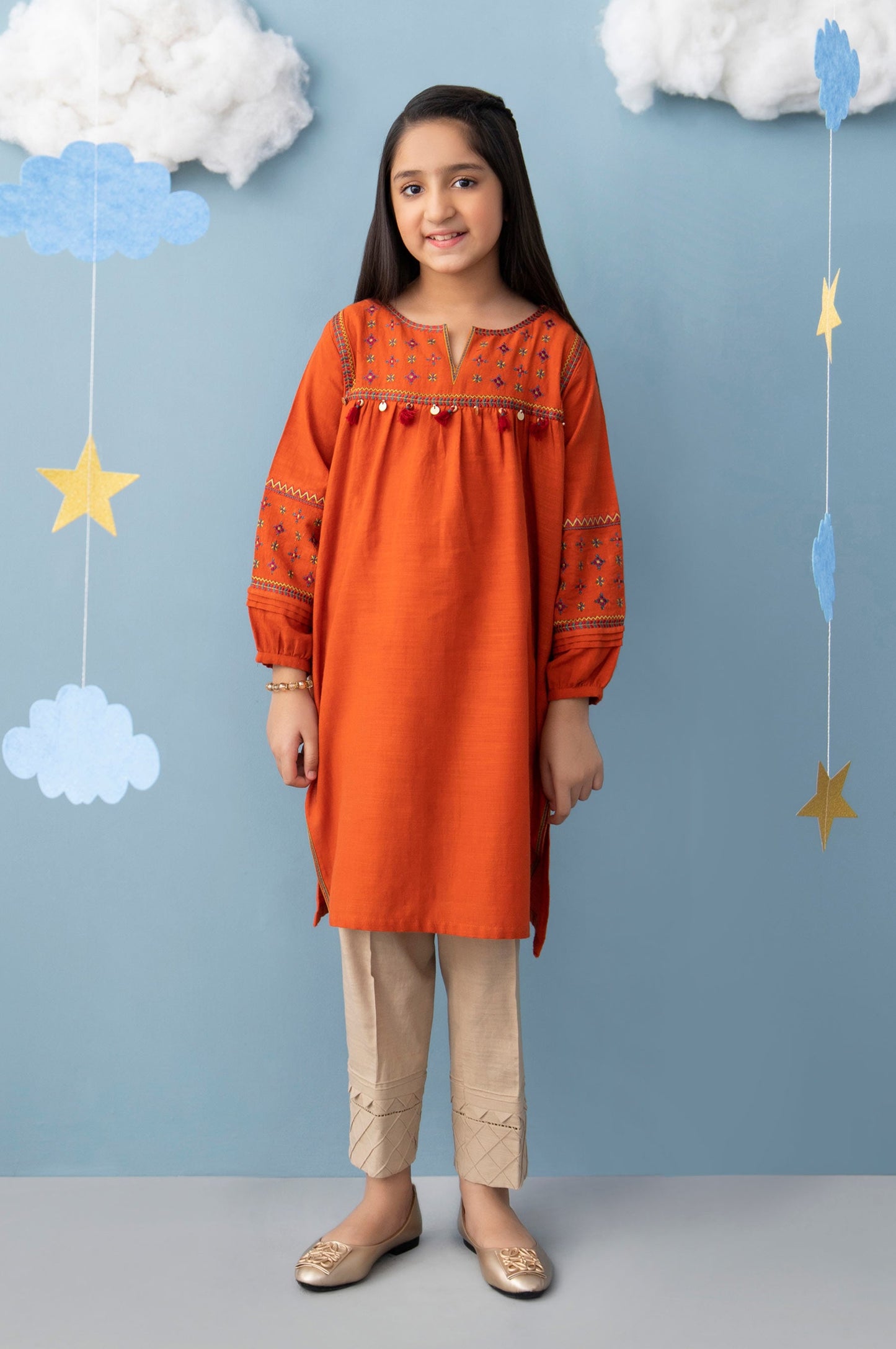 Stitched 1 Piece Embroidered Khaddar Junior Shirt