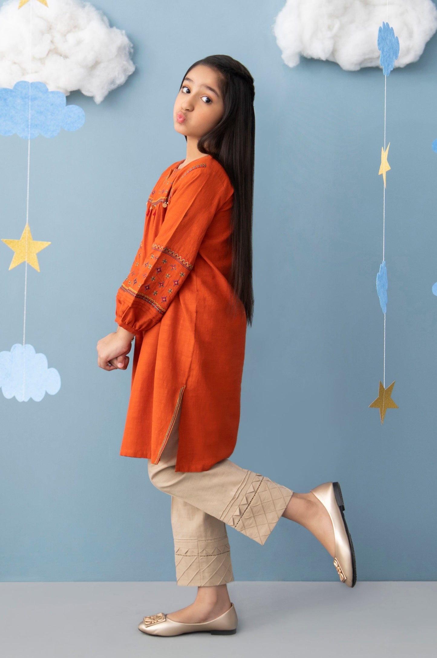 Stitched 1 Piece Embroidered Khaddar Junior Shirt