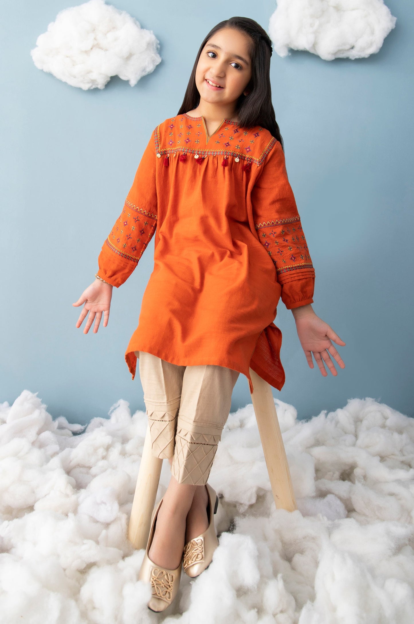 Stitched 1 Piece Embroidered Khaddar Junior Shirt