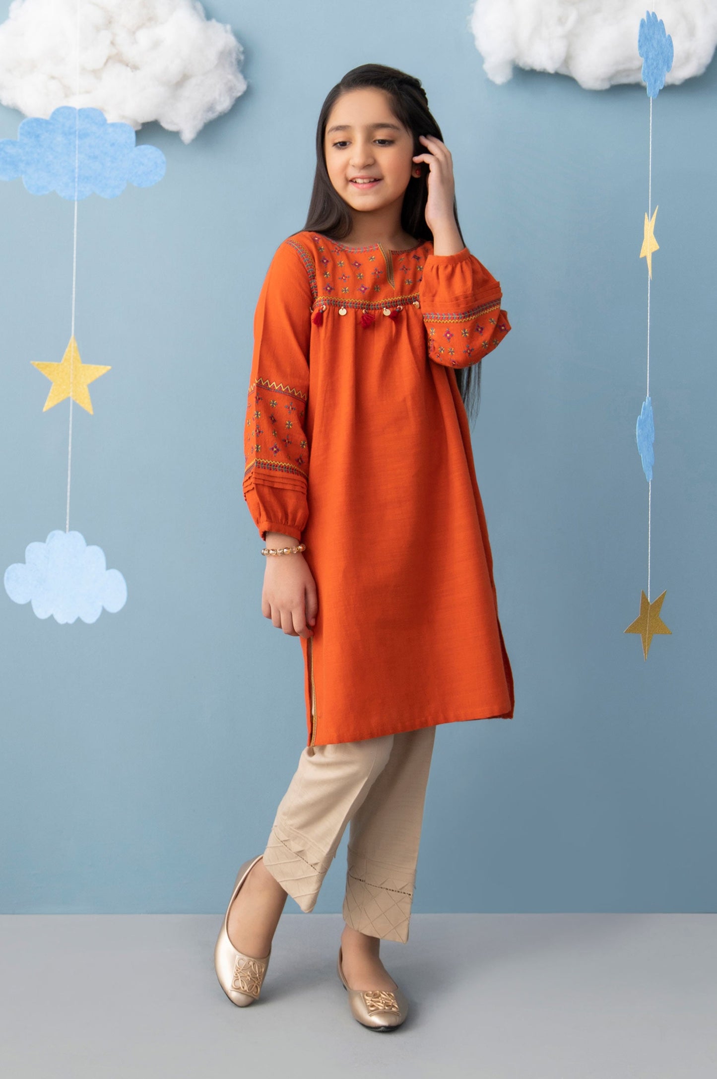 Stitched 1 Piece Embroidered Khaddar Junior Shirt