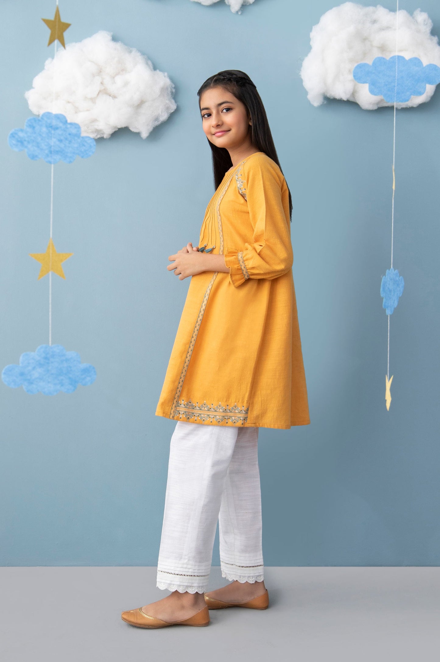 Stitched 1 Piece Embroidered Khaddar Junior Shirt