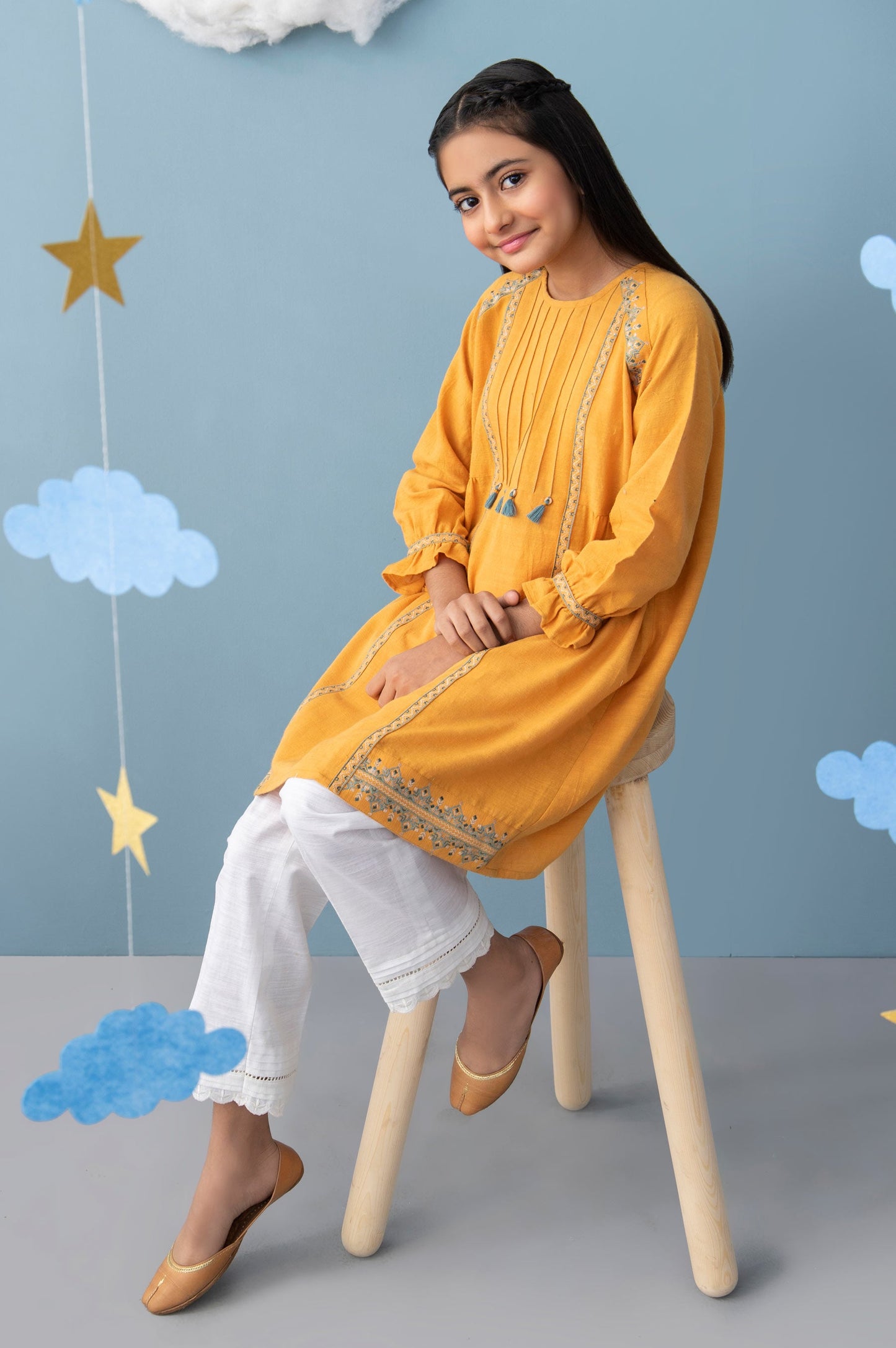 Stitched 1 Piece Embroidered Khaddar Junior Shirt