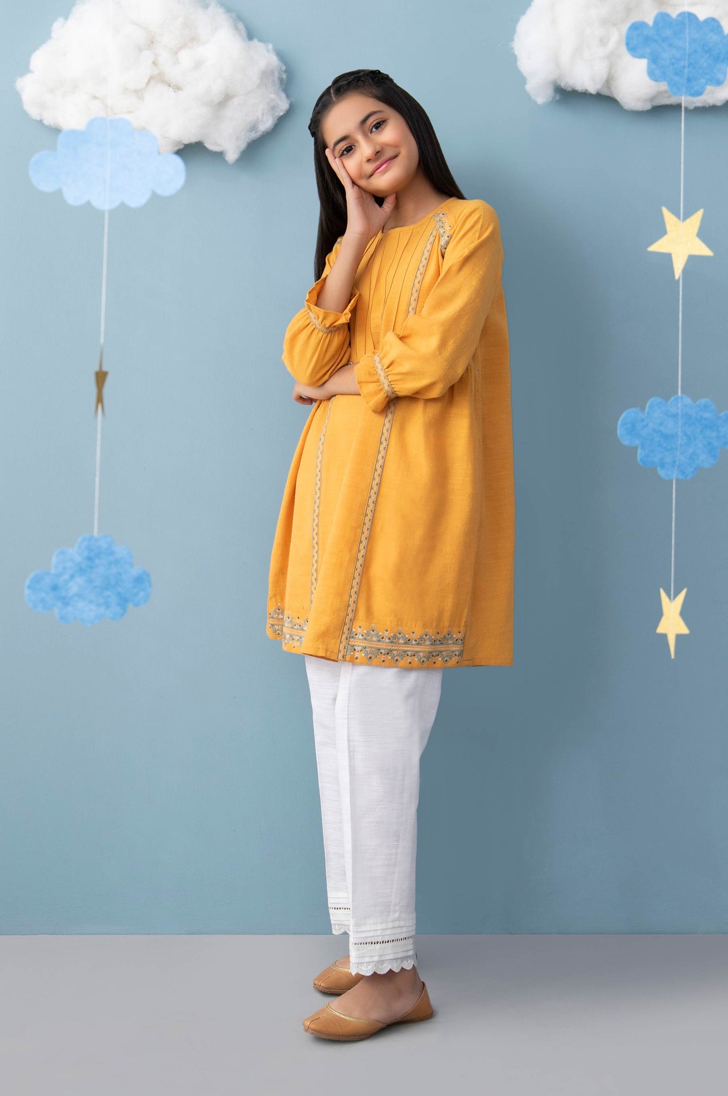 Stitched 1 Piece Embroidered Khaddar Junior Shirt