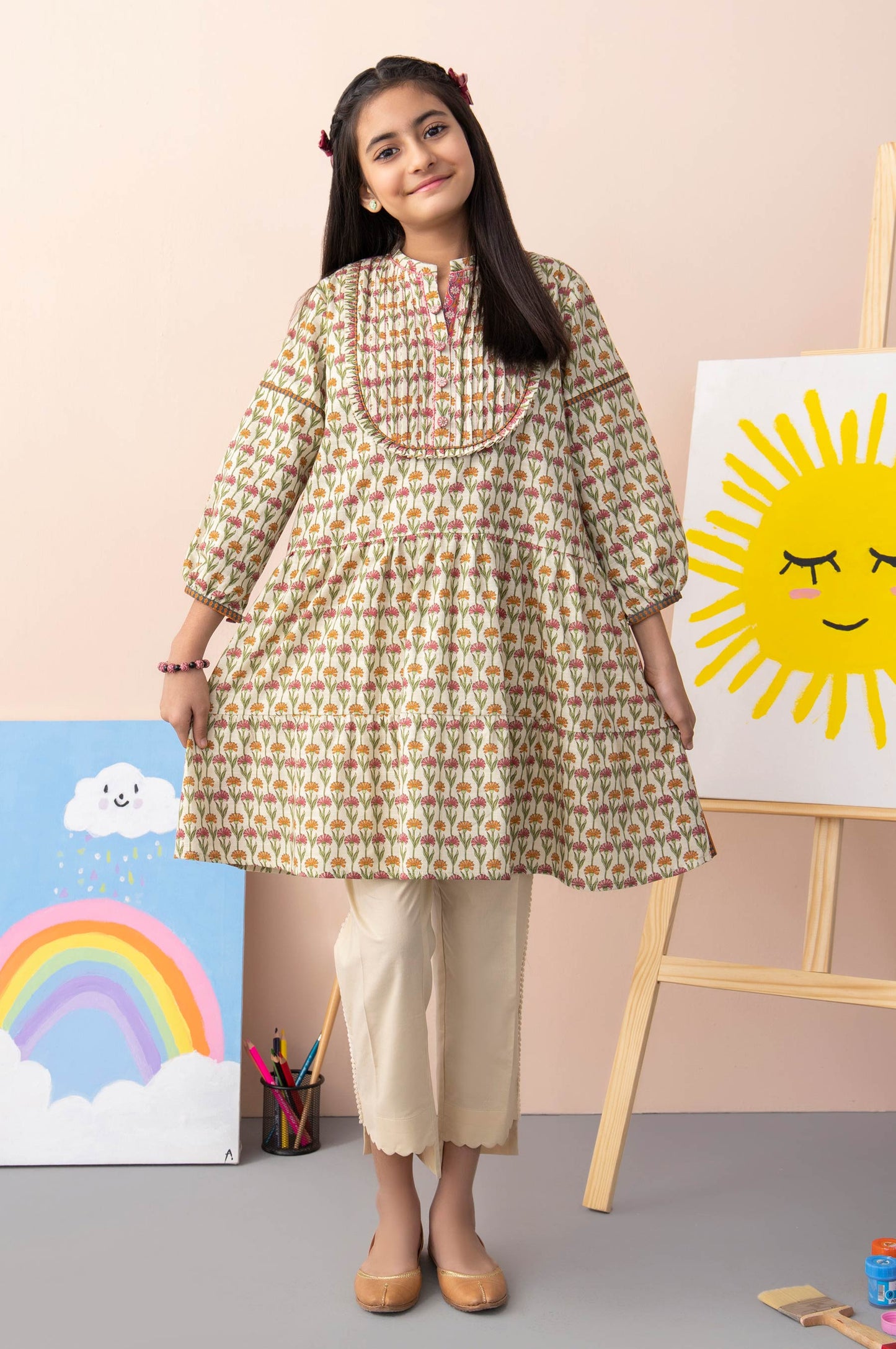 Stitched 1 Piece Printed Khaddar Junior Shirt