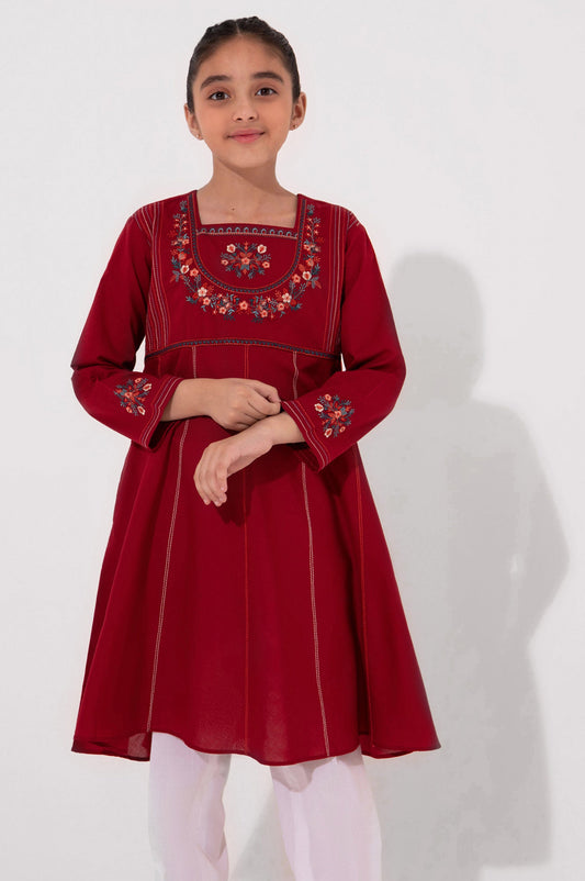 Stitched 1 Piece Embroidered Cambric Shirt