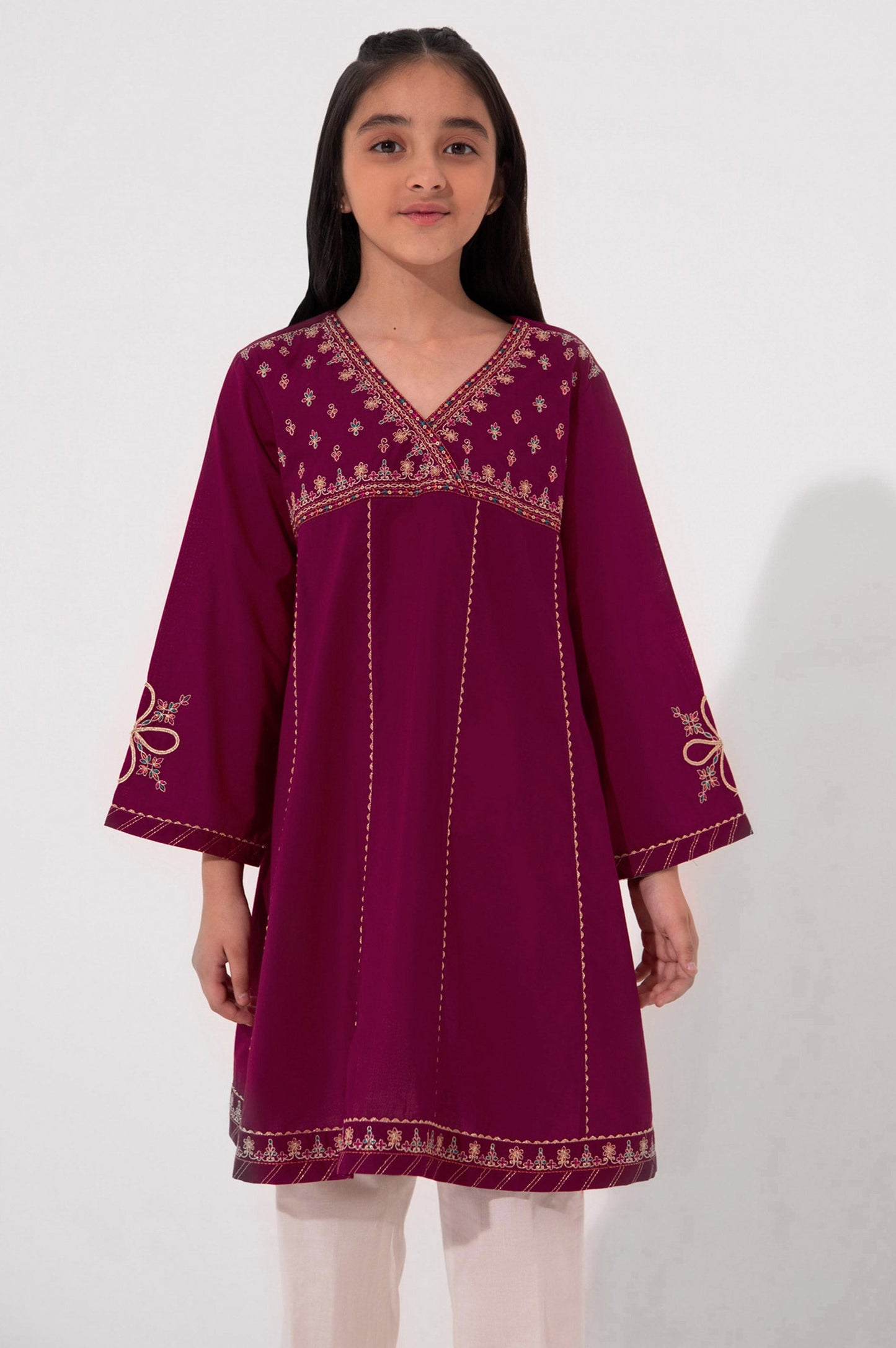 Stitched 1 Piece Embroidered Cambric Shirt