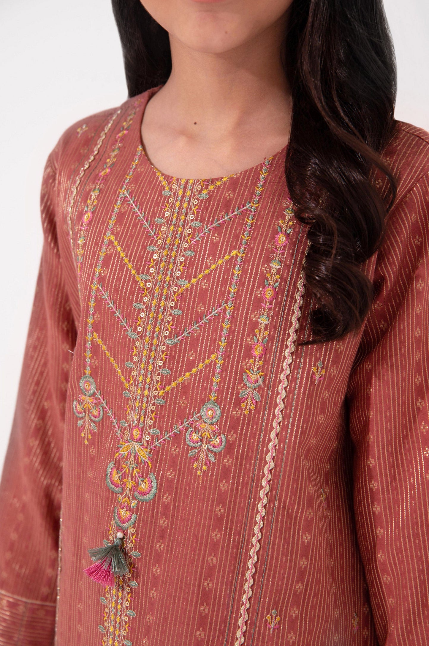 Stitched 1 Piece Embroidered Jacquard Shirt